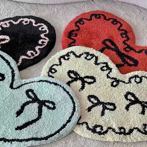 Bowknot Heart Rugs丨Faux Cashmere Carpet