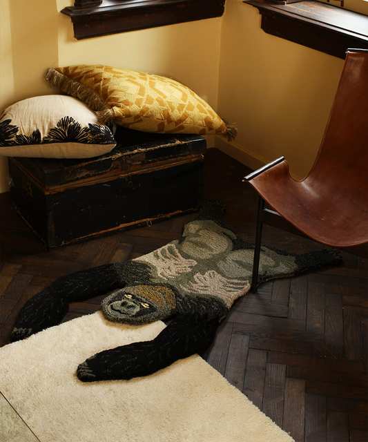 Funny Black Gorilla丨Faux Cashmere Carpet