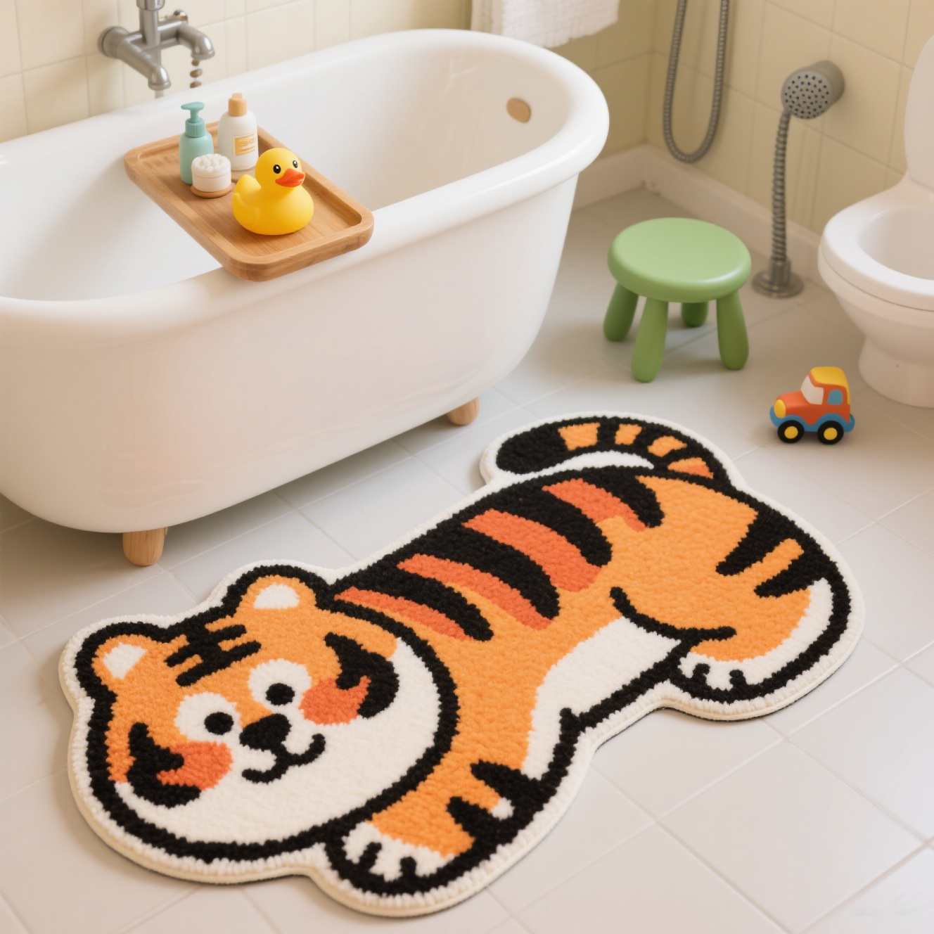 Cute Tiger Mat丨Faux Cashmere Carpet