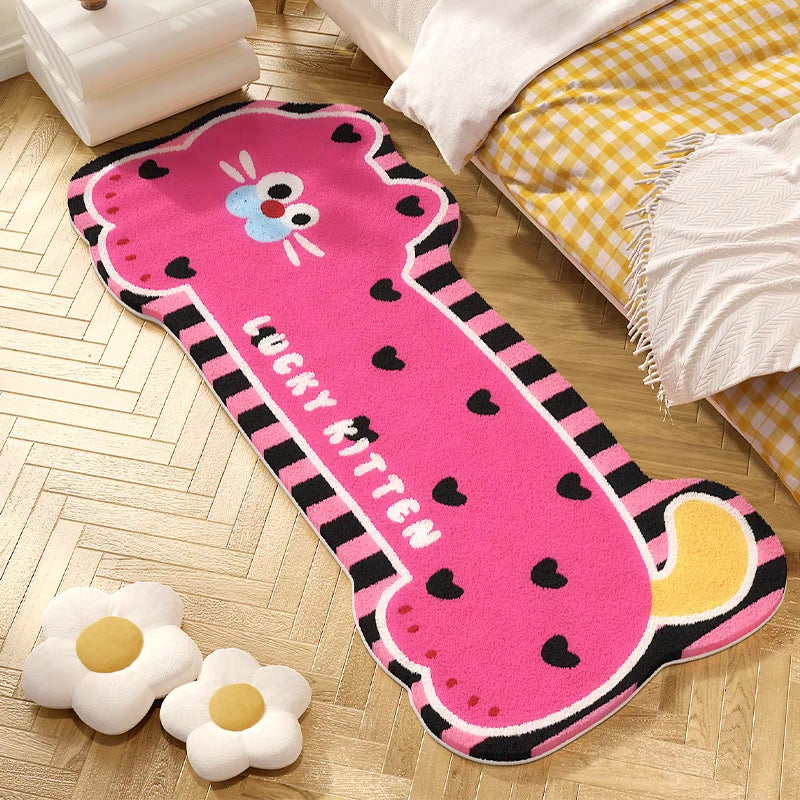 Striped multicolored cat 丨Faux Cashmere Carpet