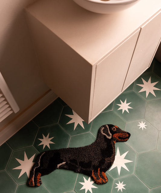 Brown Black Sausage Dog丨Faux Cashmere Carpet