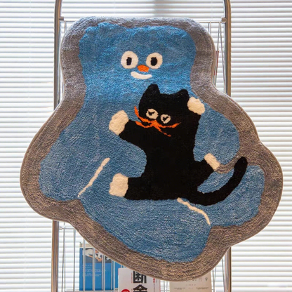 Bear Hugging Cat丨Faux Cashmere Carpet