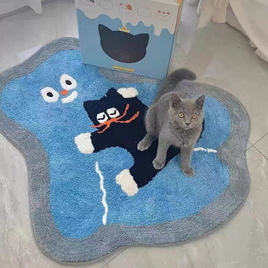 Bear Hugging Cat丨Faux Cashmere Carpet