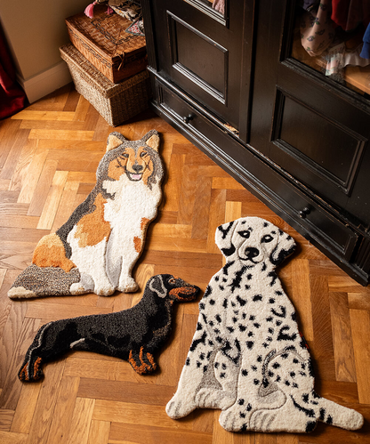 Brown Collie Dog Rug丨Faux Cashmere Carpet