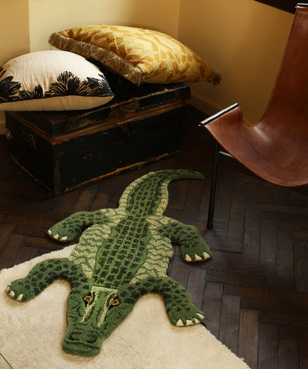 Dark Green Crocodile丨Faux Cashmere Carpet
