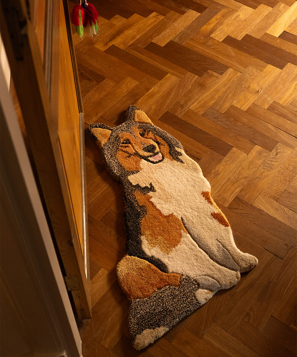 Brown Collie Dog Rug丨Faux Cashmere Carpet