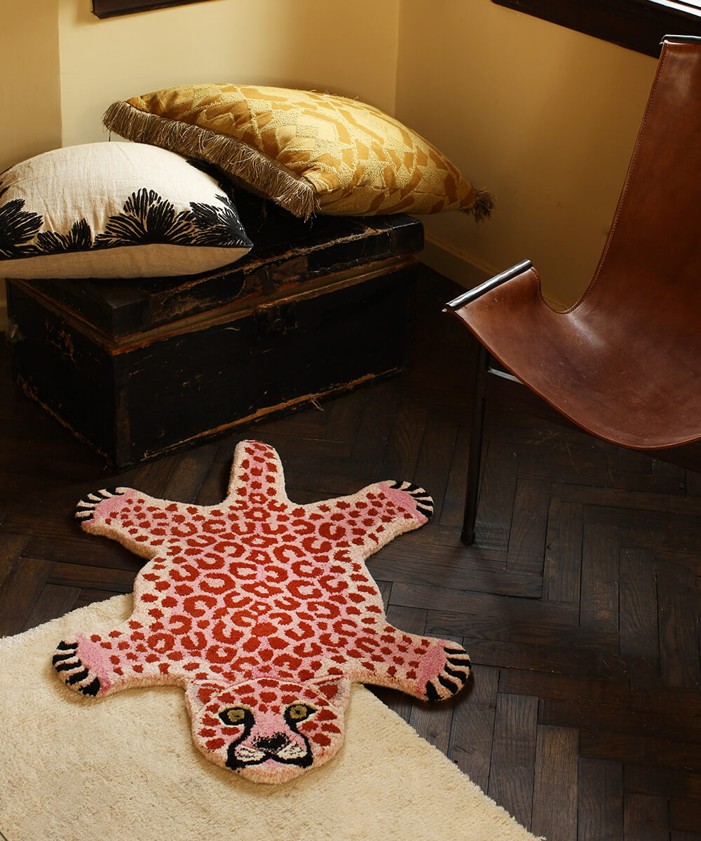 Pink spotted leopard丨Faux Cashmere Carpet