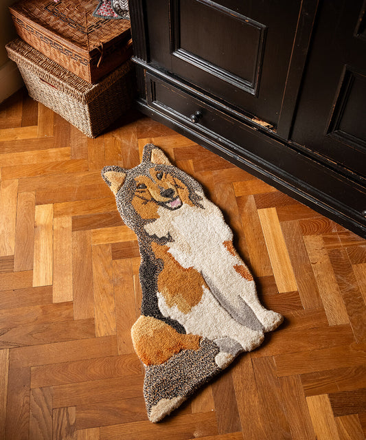 Brown Collie Dog Rug丨Faux Cashmere Carpet