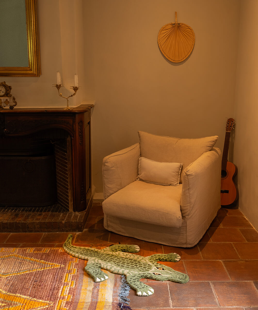 Dark Green Crocodile丨Faux Cashmere Carpet