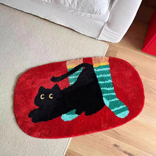 Cat in Socks Rug丨Faux Cashmere Carpet