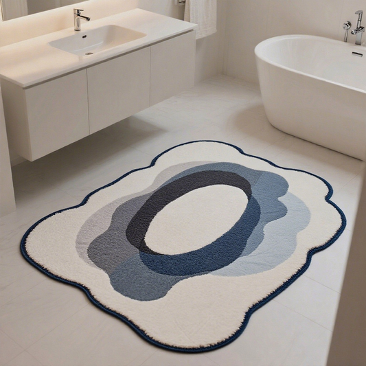 Blue Irregular Circle丨Faux Cashmere Carpet