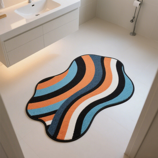 Dark And Colorful Wavy Patterns丨Faux Cashmere Carpet