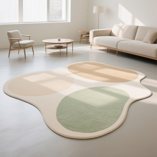 Light Green Geometric Circle Charm丨Faux Cashmere Carpet