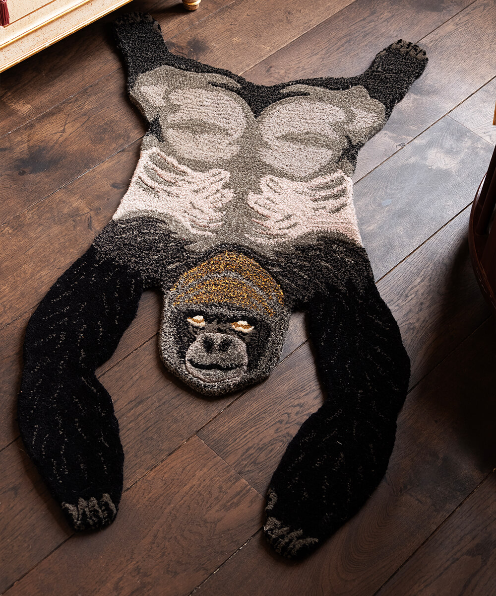 Funny Black Gorilla丨Faux Cashmere Carpet