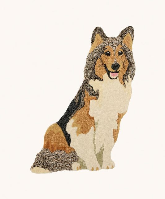Brown Collie Dog Rug丨Faux Cashmere Carpet
