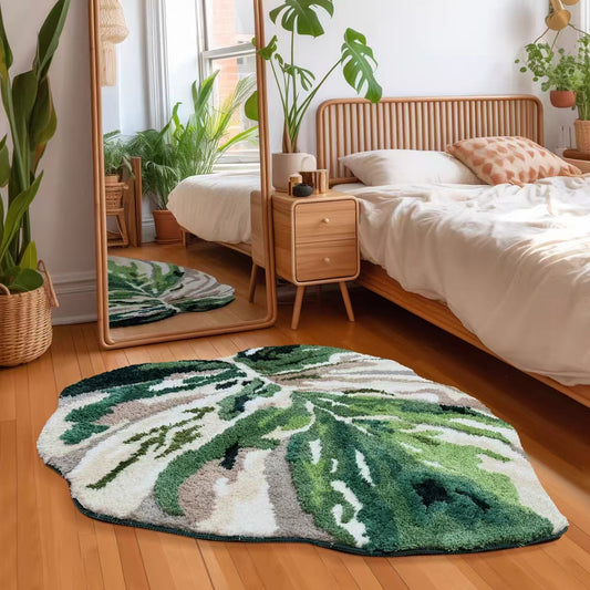 Monstera Leaf Rug丨Faux Cashmere Carpet