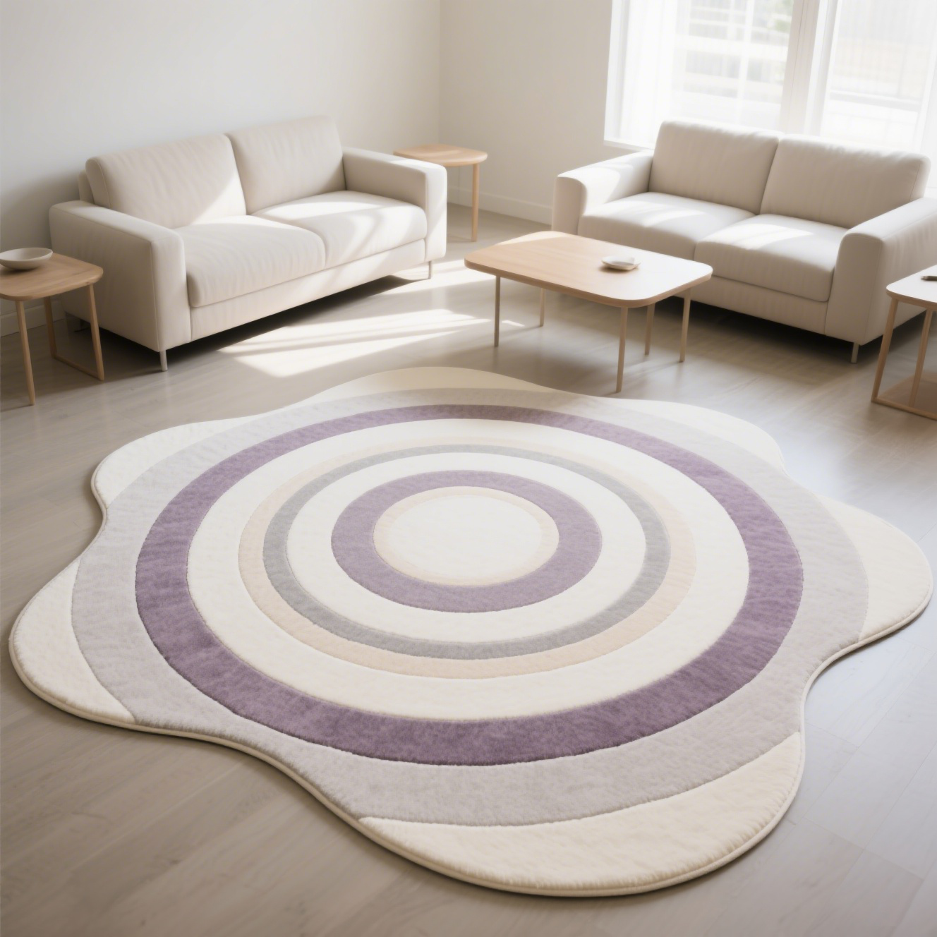 Purple Circular Irregular Shape丨Faux Cashmere Carpet