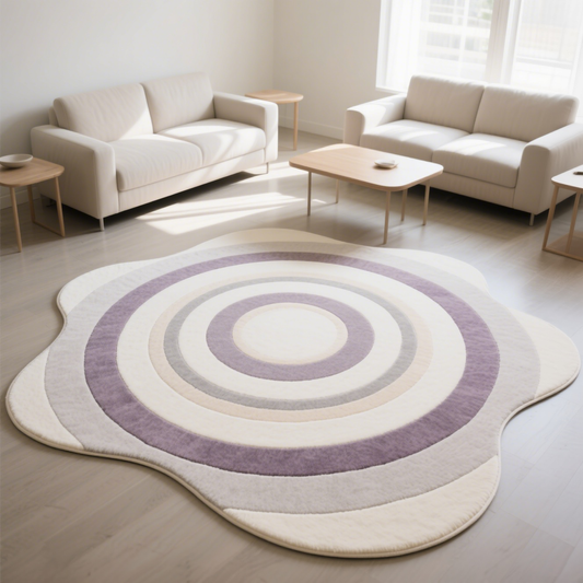 Purple Circular Irregular Shape丨Faux Cashmere Carpet