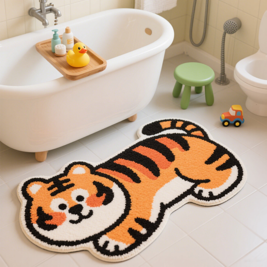 Cute Tiger Mat丨Faux Cashmere Carpet