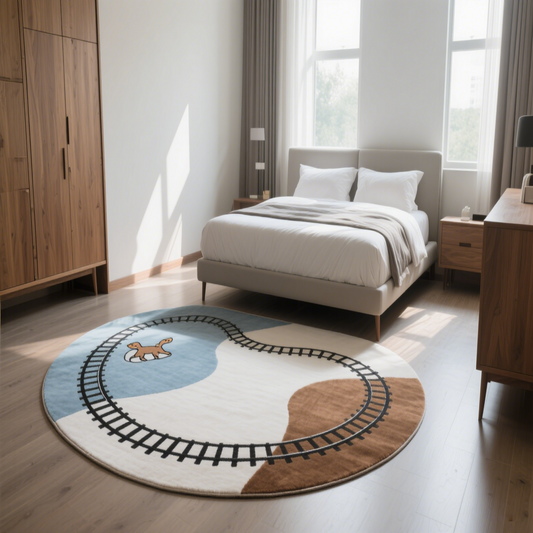 Fun Train Tracks丨Faux Cashmere Carpet