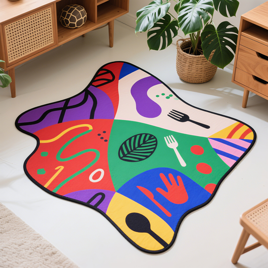 Vibrant Abstract Mat丨Faux Cashmere Carpet