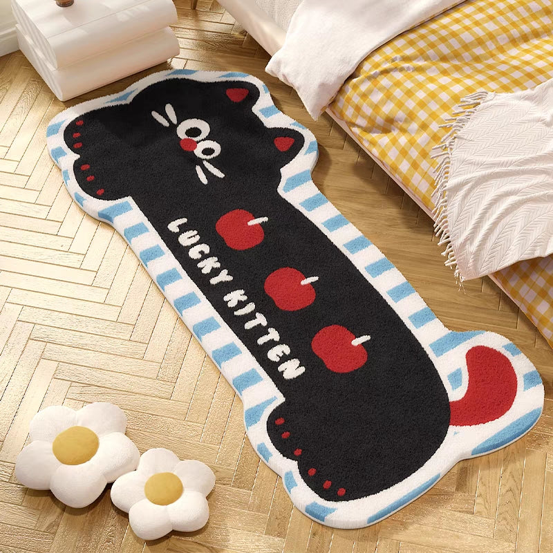 Striped multicolored cat 丨Faux Cashmere Carpet