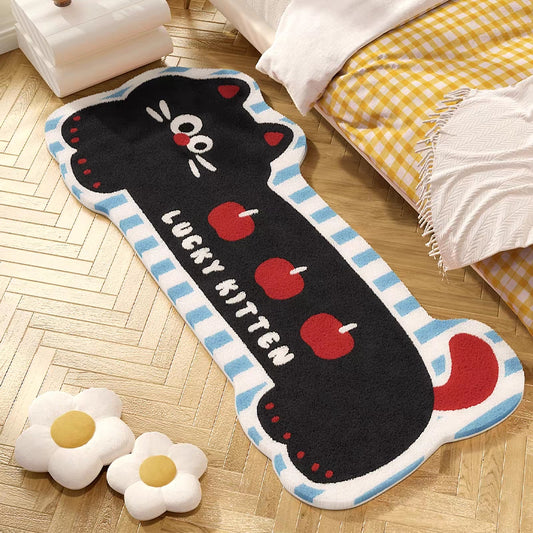 Striped multicolored cat 丨Faux Cashmere Carpet